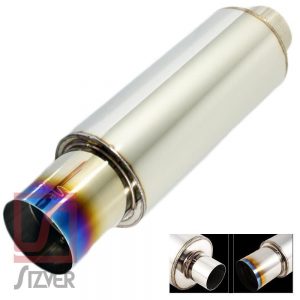 Fit Accord N1 Weld On Flat 4/" Carbon Tip 2.5 Inlet BLK Muffler Exhaust Silencer